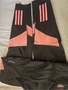 adidas women’s Black Swim Rash Guard Pants with Pink Accents